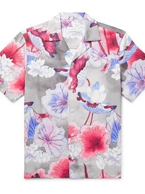 Saturdays New York City Floral Button-Down Shirt in Gray, Pink & Blue